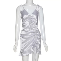 Cute Sexy Silk Sling French Mini Bodycon Dress Party Club Summer Aesthetic Casual E-Girl Kawaii Korean Japanese Harajuku - Thumbnail 4