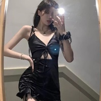 Cute Sexy Silk Sling French Mini Bodycon Dress Party Club Summer Aesthetic Casual E-Girl Kawaii Korean Japanese Harajuku - Thumbnail 7