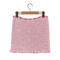 Pink Strawberry Crochet Knit Top + Sash Beach Mini Skirt  - Thumbnail 3