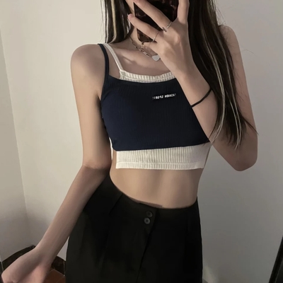 Cute Streetwear Knit Tank Sleeveless Shirt Crop Top Vest Basic Summer Aesthetic Casual E-Girl Kawaii Korean Japanese Harajuku