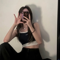 Cute Streetwear Knit Tank Sleeveless Shirt Crop Top Vest Basic Summer Aesthetic Casual E-Girl Kawaii Korean Japanese Harajuku - Thumbnail 1