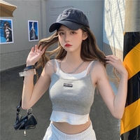 Cute Streetwear Knit Tank Sleeveless Shirt Crop Top Vest Basic Summer Aesthetic Casual E-Girl Kawaii Korean Japanese Harajuku - Thumbnail 5
