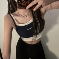 Cute Streetwear Knit Tank Sleeveless Shirt Crop Top Vest Basic Summer Aesthetic Casual E-Girl Kawaii Korean Japanese Harajuku - Thumbnail 7