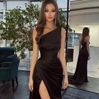 Stunning Mermaid Royal Blue Satin Long Prom Dress with Slit - Thumbnail 1