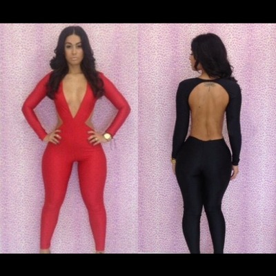 Sassy catsuit red or black