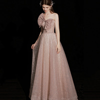 Pink tulle sequins long prom dress pink evening dress - Thumbnail 2