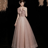 Pink tulle sequins long prom dress pink evening dress - Thumbnail 5