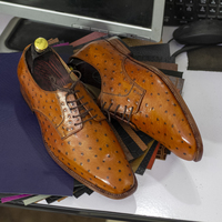 Men Hamade Ostrich Leathers Shoes, Dress Derby Lace up Shoes - Thumbnail 1