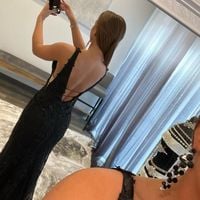 Charming Mermaid Deep V Neck Black Prom Dress with Appliques - Thumbnail 2