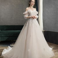 Cute tulle lace long prom dress A line evening dress - Thumbnail 2