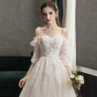 Cute tulle lace long prom dress A line evening dress - Thumbnail 4