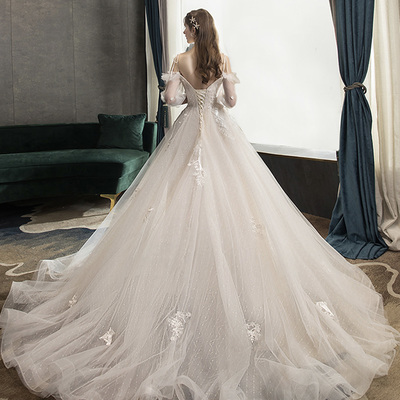 Cute tulle lace long prom dress a line evening dress - Thumbnail 1