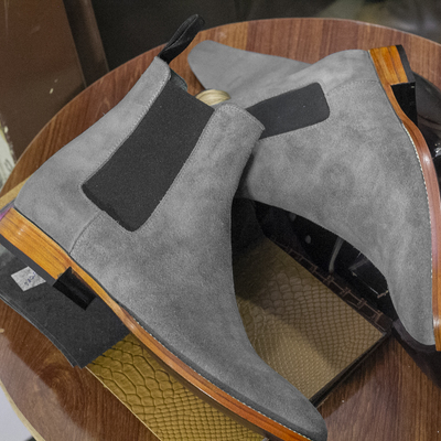 Handmade gray chelsea boots, gray chelsea boots, men chelsea boots - Thumbnail 1