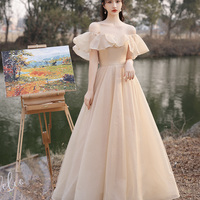 Cute tulle sequins long prom dress A line evening dress - Thumbnail 2