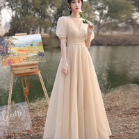 Cute tulle sequins long prom dress A line evening dress - Thumbnail 6