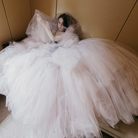 Cute tulle long prom dress A line evening gown - Thumbnail 2