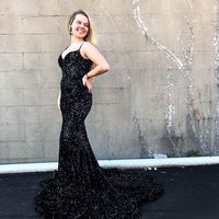 Sparkly Mermaid Sweetheart Black Sequins Long Prom Dress - Thumbnail 1