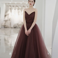 Cute tulle long prom dress A line evening gown - Thumbnail 2