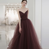 Cute tulle long prom dress A line evening gown - Thumbnail 3