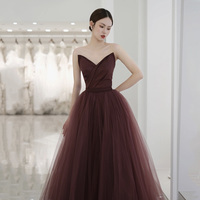 Cute tulle long prom dress A line evening gown - Thumbnail 5