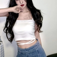 Cute Sexy Sweet Basic Cotton Camisole Sleeveless Crop Top Summer Aesthetic Casual E-Girl Kawaii Korean Japanese Harajuku - Thumbnail 6