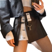 Cute Kpop Patchwork Buckle Cross Split High Waist Mini Skirt Goth Punk Streetwear Summer Aesthetic Casual E-Girl Kawaii Korean Japanese Harajuku - Thumbnail 6