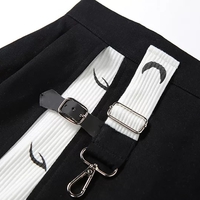 Cute Kpop Patchwork Buckle Cross Split High Waist Mini Skirt Goth Punk Streetwear Summer Aesthetic Casual E-Girl Kawaii Korean Japanese Harajuku - Thumbnail 8