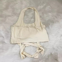 Cute Sexy Yogurt Embroidery Backless Strappy Sleeveless Shirt Tank Crop Top Summer Aesthetic Casual E-Girl Kawaii Korean Japanese Harajuku - Thumbnail 1