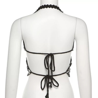 Cute Sexy Butterfly Crochet Halter Sleeveless Shirt Crop Top Camisole Beach Tunic Party Summer Aesthetic Casual E-Girl Kawaii Korean Japanese Harajuku - Thumbnail 3