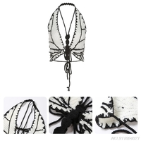 Cute Sexy Butterfly Crochet Halter Sleeveless Shirt Crop Top Camisole Beach Tunic Party Summer Aesthetic Casual E-Girl Kawaii Korean Japanese Harajuku - Thumbnail 5