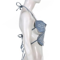 Cute Sexy Butterfly Denim Backless Crop Top Sleeveless Shirt Party Beach Summer Aesthetic Casual E-Girl Kawaii Korean Japanese Harajuku - Thumbnail 7