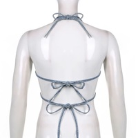 Cute Sexy Butterfly Denim Backless Crop Top Sleeveless Shirt Party Beach Summer Aesthetic Casual E-Girl Kawaii Korean Japanese Harajuku - Thumbnail 8