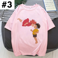 Cute Pink Ponyo Anime Cartoon Print Graphic Short Sleeve Shirt Top Summer Aesthetic Casual E-Girl Kawaii Korean Japanese Harajuku - Thumbnail 3