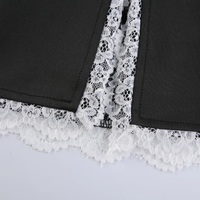Cute Black Maid Lace Trim Mini Skirt 90s Party Summer Aesthetic Casual E-Girl Kawaii Korean Japanese Harajuku - Thumbnail 6