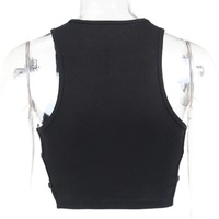 Cute Black Heart Hollow Out Ribbed Tank Crop Top Sleeveless Shirt Punk Goth Summer Aesthetic Casual E-Girl Kawaii Korean Japanese Harajuku - Thumbnail 7