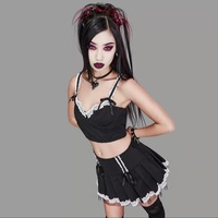 Cute Vintage Lace Bandage A-line High Waist Mini Skirt Punk Goth Summer Aesthetic Casual E-Girl Kawaii Korean Japanese Harajuku - Thumbnail 4