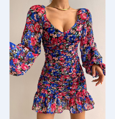 Long Sleeve Women Print Dress