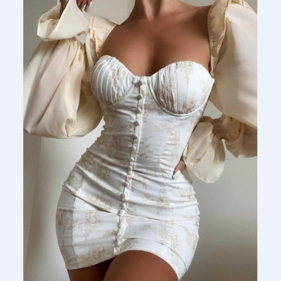 Women printing splicing tight dress