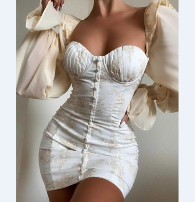 Women Printing Splicing Tight Dress