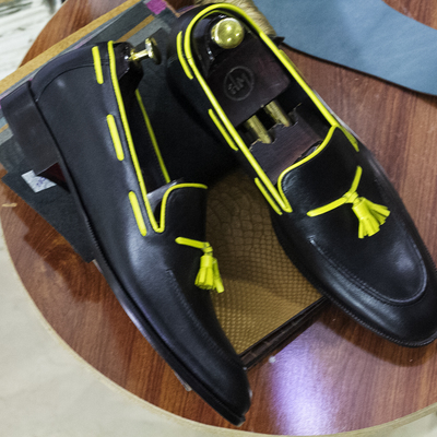 Handmade men's loafer shoes, men's plain black leather formal loafer shoes - Thumbnail 5