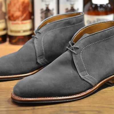 Handmade men's chukka suede boot, men's gray ankle high lace up boot