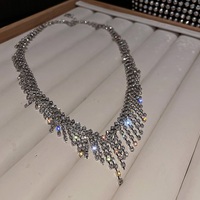 Tassel Collarbone Luxury Women Fashion European Sparkling Necklace - Thumbnail 6