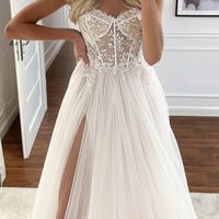SP1480,Princess sweetheart wedding dresses applique tulle wedding gown split bridal dress - Thumbnail 1