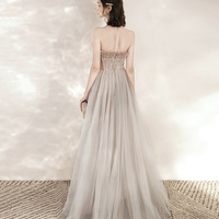 Cute tulle long A line prom dress evening dress - Thumbnail 2