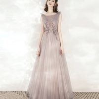 Cute tulle long A line prom dress evening dress - Thumbnail 4