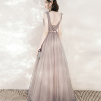 Cute tulle long A line prom dress evening dress - Thumbnail 5