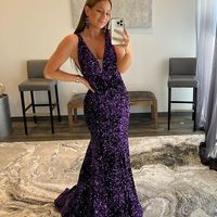 Stunning Mermaid Velvet Sequins Prom Dress, Sexy Evening Dresses - Thumbnail 2