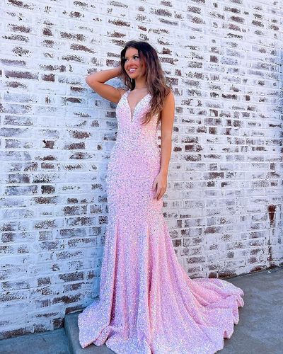 Stunning Mermaid Velvet Sequins Prom Dress, Sexy Evening Dresses