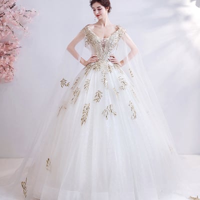 White tulle sequins long prom dress white evening dress - Thumbnail 3