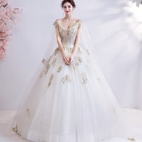 White tulle sequins long prom dress white evening dress - Thumbnail 3